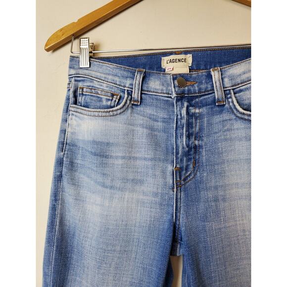 L'AGENCE Jeans 25 Womens High Rise Destroyed El Matador Raw Hems Distressed - Picture 6 of 12